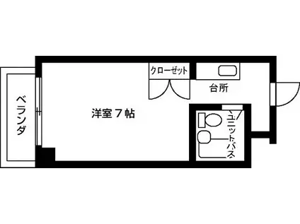 フォンティーヌ(1K/3階)の間取り写真