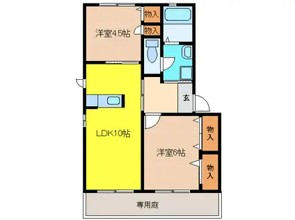 ESPOIR(2LDK/1階)の間取り写真