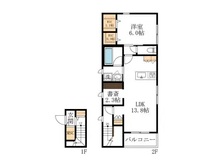 VILLAすがやK(1SLDK/2階)の間取り写真