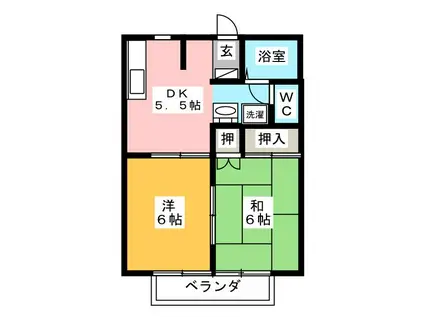 ウインディアB棟(2DK/2階)の間取り写真