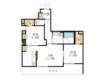 LA GRACIEUSEラグラシューズ(2LDK/1階)の間取り写真