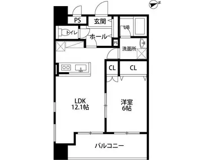 TRIBUTE元浜(1LDK/1階)の間取り写真