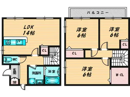 サンシャイン深江(3LDK/1階)の間取り写真