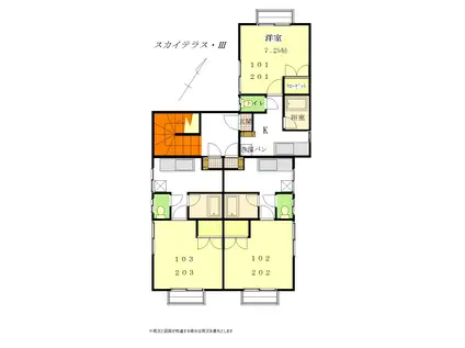 スカイテラス・III(1K/2階)の間取り写真