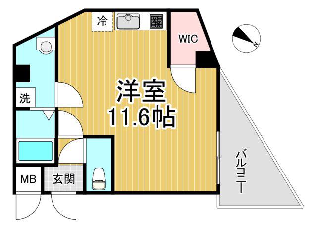 ELEGANTE宝塚(ワンルーム/3階)の間取り写真