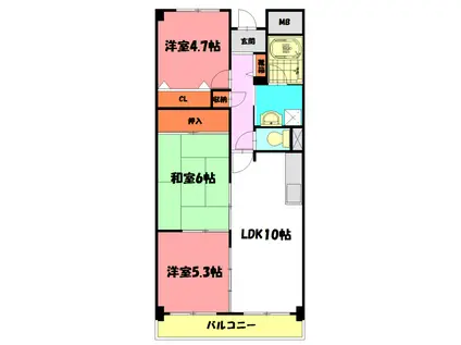 グランドシャリオ(3LDK/3階)の間取り写真