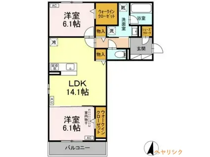 プルミエラルーム(2LDK/2階)の間取り写真