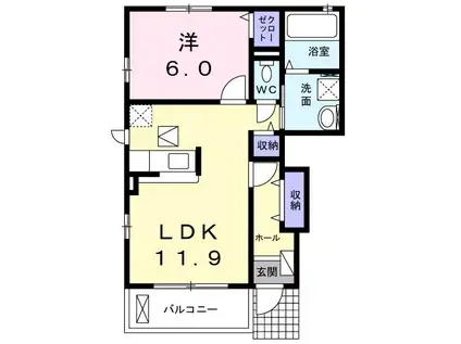 プレシャスNK I(1LDK/1階)の間取り写真