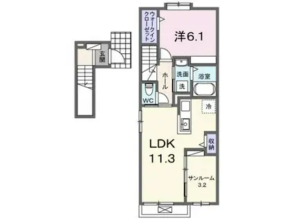 サンシャイン1 LDKHTS(1LDK/2階)の間取り写真
