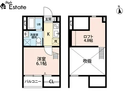 プレジール黄金(1K/1階)の間取り写真