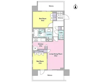 ラクラス目白(2LDK/5階)の間取り写真