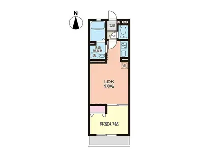 エクラ萩野町(1LDK/1階)の間取り写真