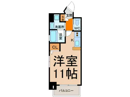 プレステージ代官(ワンルーム/6階)の間取り写真