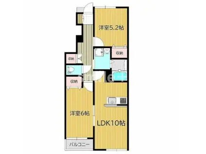 ウッディバード庭瀬II(2LDK/1階)の間取り写真