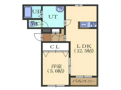 アンセリジェII(1LDK/2階)の間取り写真