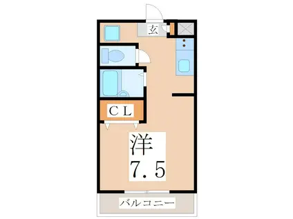 ポレール(ワンルーム/3階)の間取り写真