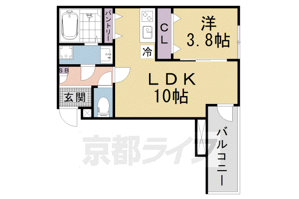 ジーメゾン山科ジュミエ(1LDK/1階)の間取り写真