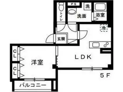 アルカディア扇橋(1LDK/5階)の間取り写真