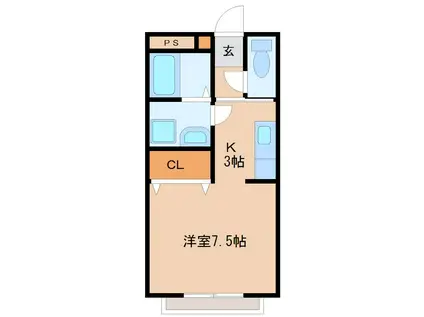 エリコーポ(ワンルーム/1階)の間取り写真