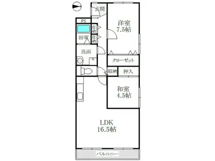 ホワイトキャッスル平針II(2LDK/1階)の間取り写真