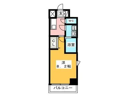 グランパセオ田端B(1K/3階)の間取り写真