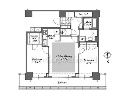BRILLIA IST TOWER 勝どき(2LDK/37階)の間取り写真