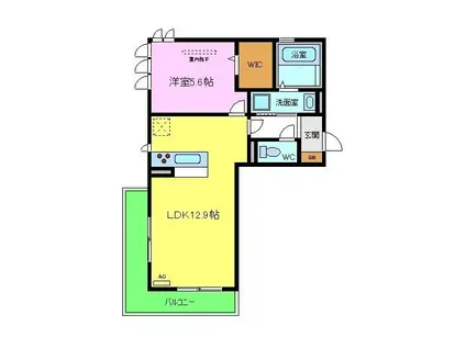 メゾンシュシュ B棟(1LDK/3階)の間取り写真