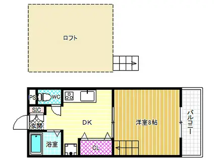センチュリーハイツ(1DK/2階)の間取り写真