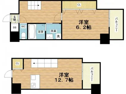 オアシス梅田(1LDK/10階)の間取り写真