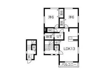 アムール B(2LDK/2階)の間取り写真