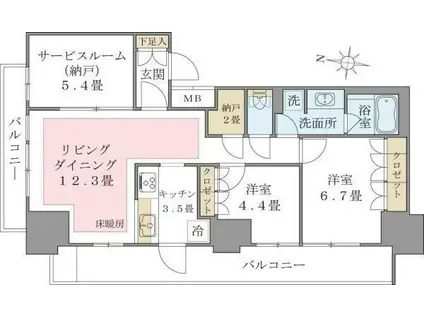 BRILLIA IST 東雲キャナルコート(2SLDK/9階)の間取り写真