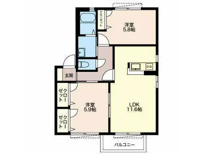 パインツリー5(2LDK/2階)の間取り写真