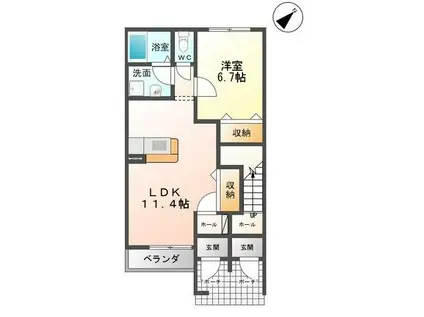 コリーナ・デ・カオン(1LDK/1階)の間取り写真