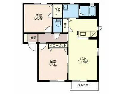 イストワールB(2LDK/2階)の間取り写真