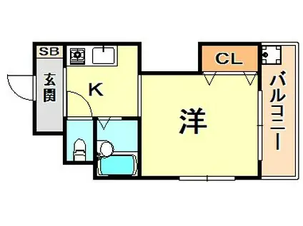 INK熊内パーク(1K/3階)の間取り写真