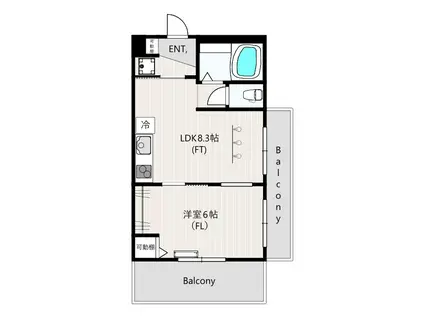 エスパリエ荻島(1LDK/6階)の間取り写真