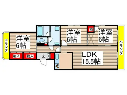 アイエムハイツ東中山(3LDK/1階)の間取り写真