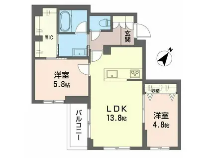 シャトー ワイエス(2LDK/2階)の間取り写真