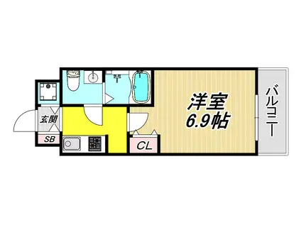 レジュールアッシュ尼崎(1K/6階)の間取り写真