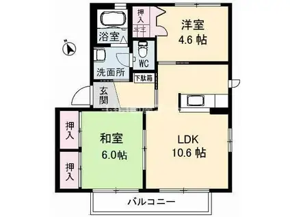シャーメゾン西平原A(2LDK/1階)の間取り写真