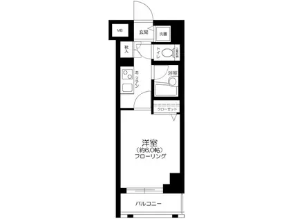 パレステュディオ六本木イーストII(1K/14階)の間取り写真