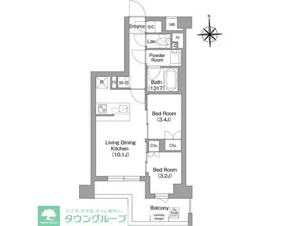 コンフォリア・リヴ大森西(2LDK/2階)の間取り写真