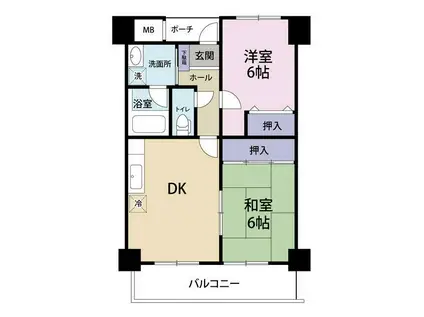 ラフィーネII(2DK/6階)の間取り写真