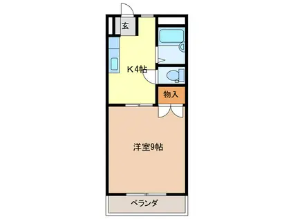 ハイムINパルC(1K/1階)の間取り写真