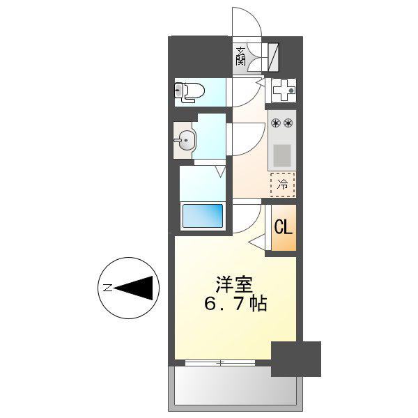 プレサンス千種アイル(1K/13階)の間取り写真