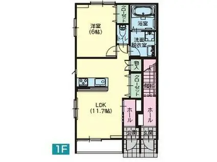 ウィンディタウン貝島II(1LDK/1階)の間取り写真