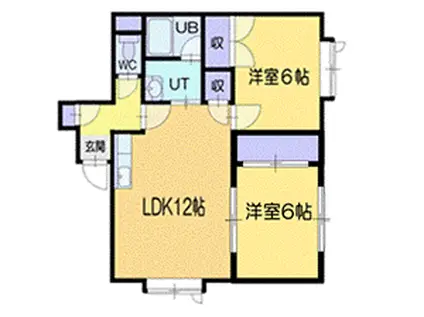 ハイツことぶき(2LDK/1階)の間取り写真