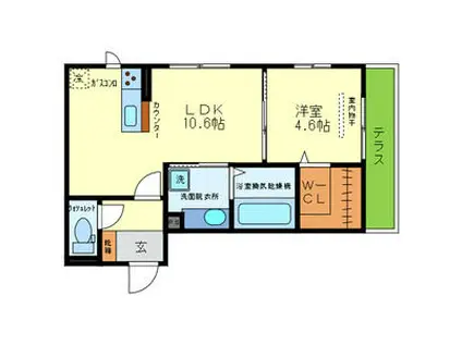 ヴィアーレ北町(1LDK/3階)の間取り写真