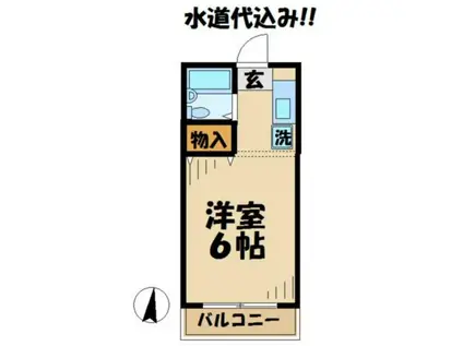 第1藤美荘(1K/1階)の間取り写真