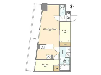 アルファコート梅島(2LDK/4階)の間取り写真